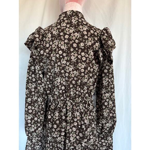 NWT Area Stars Demure Floral Dress "Pearl" Buttons A-Line Tiered Ruffle Skirt XS - Picture 9 of 9